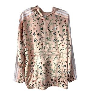 Adidas Originals Women's Hooded Windbreaker Jacket Pink Flower Print Size Medium